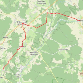 Itinéraire 19 Mauvrain-Champlemy: 21.60 km, distance, dénivelé, altitude, carte, profil, trace GPS