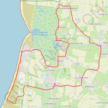 Itinéraire Anneville sur mer, distance, dénivelé, altitude, carte, profil, trace GPS