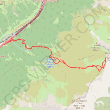 Itinéraire Cima Vallaccia (Flatschspitze), distance, dénivelé, altitude, carte, profil, trace GPS