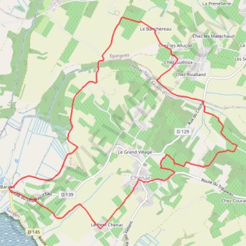 Itinéraire ChenacSourceDuBouil RNPRY09T, distance, dénivelé, altitude, carte, profil, trace GPS
