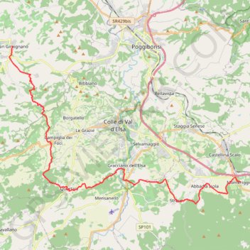 Itinéraire De San Gimignano à Monteriggioni, distance, dénivelé, altitude, carte, profil, trace GPS