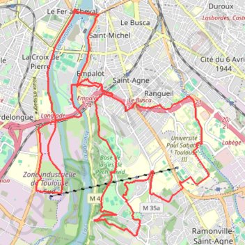 Itinéraire Fil Vert du Grand Toulouse, distance, dénivelé, altitude, carte, profil, trace GPS