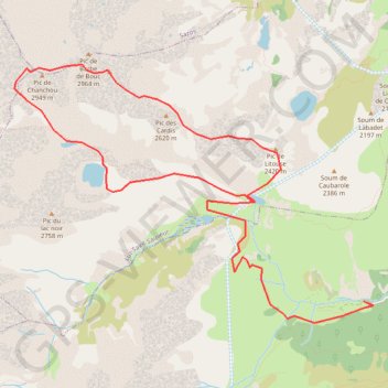 Itinéraire Pic de Bastampe, pic de Chanchou depuis Bué, distance, dénivelé, altitude, carte, profil, trace GPS
