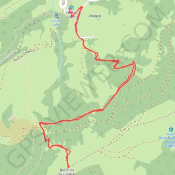 Itinéraire Rando buron de la tuillière, distance, dénivelé, altitude, carte, profil, trace GPS
