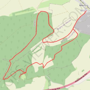 Itinéraire Les aviateurs - Belleray-Billemeont, distance, dénivelé, altitude, carte, profil, trace GPS