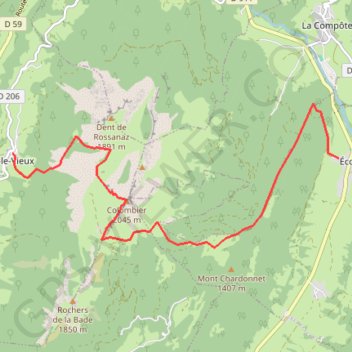 Itinéraire Mont Colombier en traversée, distance, dénivelé, altitude, carte, profil, trace GPS