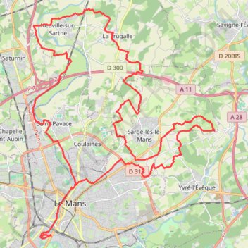 Itinéraire SRT-29-03 Yvre_Coulaines_Sarge_Neuville, distance, dénivelé, altitude, carte, profil, trace GPS