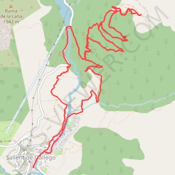 Itinéraire Sallent Gallego, distance, dénivelé, altitude, carte, profil, trace GPS