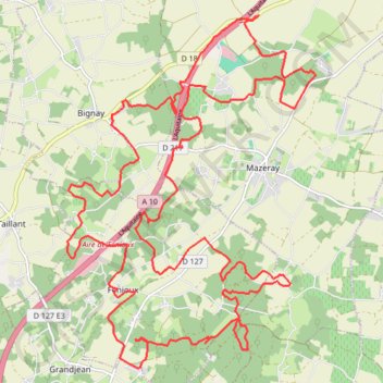 Itinéraire Fenioux 36 kms, distance, dénivelé, altitude, carte, profil, trace GPS