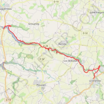 Itinéraire De Le Drennec à Lannilis le long de l'Aber Wrac'h, distance, dénivelé, altitude, carte, profil, trace GPS