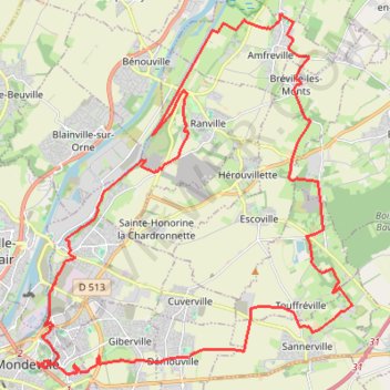 Itinéraire À travers nos campagnes - Démouville, distance, dénivelé, altitude, carte, profil, trace GPS