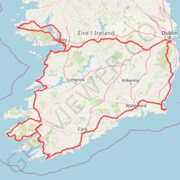 Itinéraire Trace IRELAND, distance, dénivelé, altitude, carte, profil, trace GPS