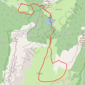 Itinéraire Croix de l'Alpe, distance, dénivelé, altitude, carte, profil, trace GPS