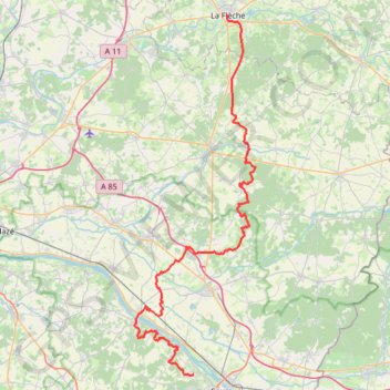 Itinéraire La Flèche - Saumur par les chemins, distance, dénivelé, altitude, carte, profil, trace GPS