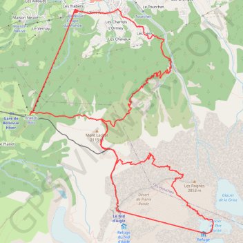 Itinéraire Les Houches - Refuge de Tête Rousse - Refuge du Nid d'Aigle - Les Houches, distance, dénivelé, altitude, carte, profil, trace GPS