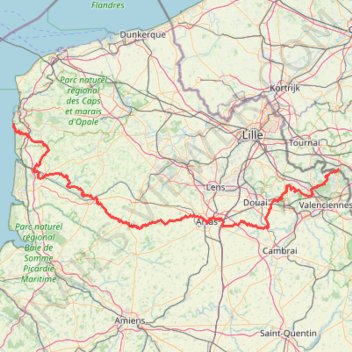 Itinéraire GR®121 De Bon-Secours (Belgique) à Equihen-Plage (Pas-de-Calais) (©gr-infos.com), distance, dénivelé, altitude, carte, profil, trace GPS