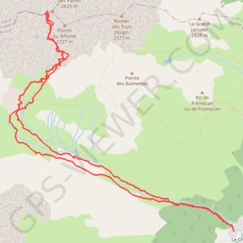 Itinéraire Pointe de l'Aup du Pont, distance, dénivelé, altitude, carte, profil, trace GPS