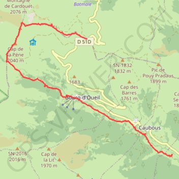 Itinéraire Mont Né en traversée du Port de Balès à Mayrègne, distance, dénivelé, altitude, carte, profil, trace GPS