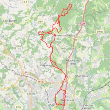 Itinéraire Uzurat Beausoleil, distance, dénivelé, altitude, carte, profil, trace GPS