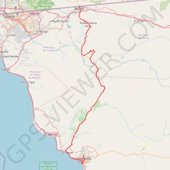Itinéraire Tecate-Ensenada, distance, dénivelé, altitude, carte, profil, trace GPS