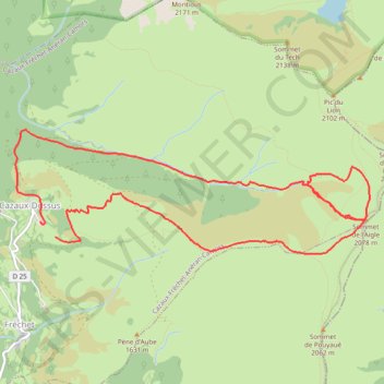 Itinéraire Sommet de l'Aigle, distance, dénivelé, altitude, carte, profil, trace GPS