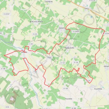 Itinéraire Bréville 36 kms, distance, dénivelé, altitude, carte, profil, trace GPS