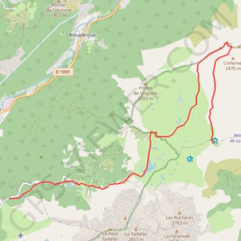 Itinéraire Grand Galbert et Refuge du Taillefer par les Lacs et la Cime Chalvine, distance, dénivelé, altitude, carte, profil, trace GPS