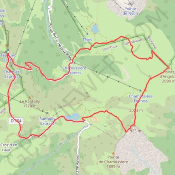 Itinéraire Rando la pointe d'Angolon, distance, dénivelé, altitude, carte, profil, trace GPS