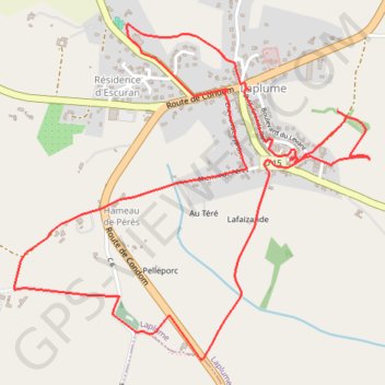 Itinéraire Laplume, le circuit des trois lavoirs - Pays de l'Agenais, distance, dénivelé, altitude, carte, profil, trace GPS