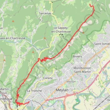 Itinéraire Traversée de la chartreuse, distance, dénivelé, altitude, carte, profil, trace GPS