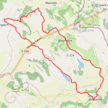 Itinéraire Beauville, Frespech, d'un promontoire fortifié a l'autre - Pays de l'Agenais, distance, dénivelé, altitude, carte, profil, trace GPS