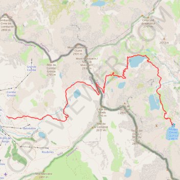 Itinéraire Isola 2000 - Rifugio Emilio Questa (Traversée du Mercantour), distance, dénivelé, altitude, carte, profil, trace GPS