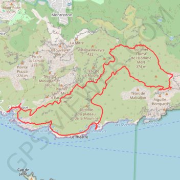 Itinéraire Calanque de Callelongue, Mounine et Marseilleveyre, distance, dénivelé, altitude, carte, profil, trace GPS