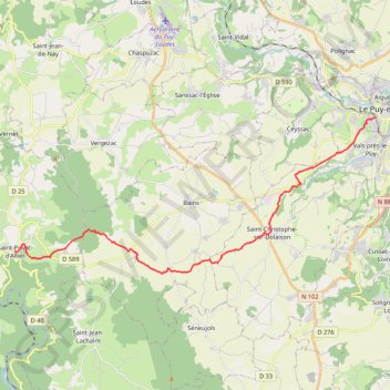 Itinéraire Le Puy - Saint-Privat, distance, dénivelé, altitude, carte, profil, trace GPS