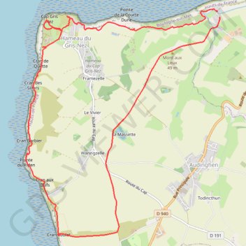 Itinéraire Le Site des 2 Caps - Le Sentier des Crans, distance, dénivelé, altitude, carte, profil, trace GPS