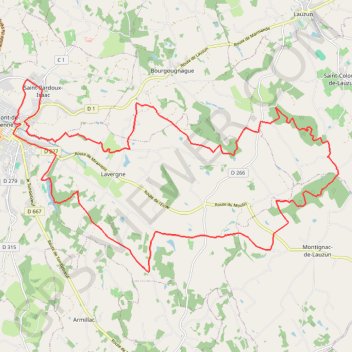 Itinéraire Saint-Pardoux Isaac - Montignac de Lauzu, distance, dénivelé, altitude, carte, profil, trace GPS