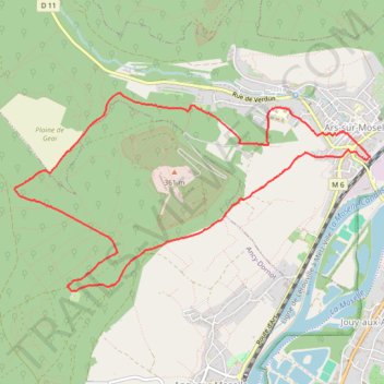 Itinéraire Ars-sur-Moselle - Pierre-qui-tourne - Tour-hertzienne - Plaine-de-Geai, distance, dénivelé, altitude, carte, profil, trace GPS
