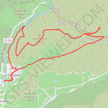 Itinéraire Portanière_Marin_Périers, distance, dénivelé, altitude, carte, profil, trace GPS