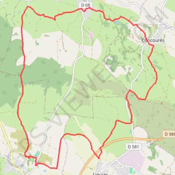 Itinéraire Rodez Agglomeration - Circuit 14 - Les Cardabelles, distance, dénivelé, altitude, carte, profil, trace GPS