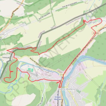 Itinéraire Du Mont Vireux au château de Hierges, distance, dénivelé, altitude, carte, profil, trace GPS