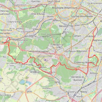 Itinéraire De la Coulée Verte à Versailles, distance, dénivelé, altitude, carte, profil, trace GPS