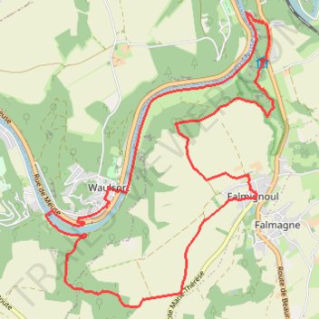 Itinéraire HASTIERE-WAULSORT* - Chemin des Alpinistes - Les Cascatelles, distance, dénivelé, altitude, carte, profil, trace GPS