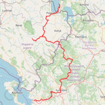 Itinéraire Albanie j1j2 579kms, distance, dénivelé, altitude, carte, profil, trace GPS