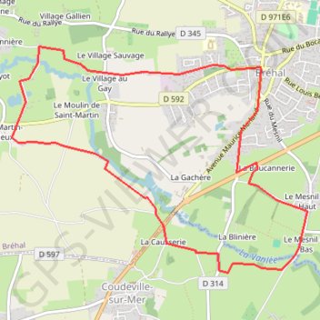 Itinéraire La Vanlée - Bréhal, distance, dénivelé, altitude, carte, profil, trace GPS