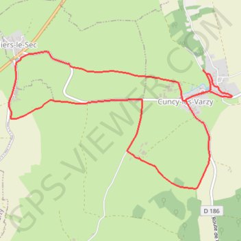Itinéraire Circuit de Vertenay - Cuncy-les-Varzy, distance, dénivelé, altitude, carte, profil, trace GPS