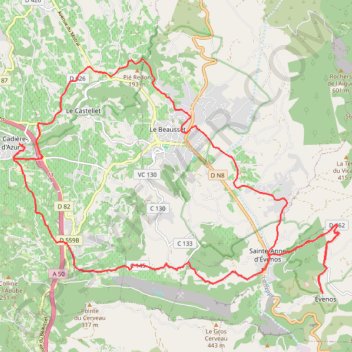 Itinéraire La Cadière d'Azur Evenos par le val d'Aran, distance, dénivelé, altitude, carte, profil, trace GPS