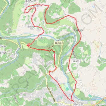 Itinéraire Joyeuse Vernon, distance, dénivelé, altitude, carte, profil, trace GPS