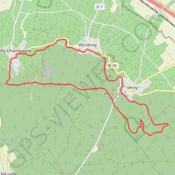 Itinéraire Entre Vignes et Faux en forêt de Verzy, distance, dénivelé, altitude, carte, profil, trace GPS