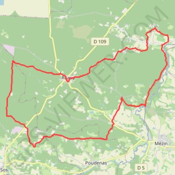 Itinéraire Réaup, longue randonnée dans la forêt Landaise - Pays d'Albret, distance, dénivelé, altitude, carte, profil, trace GPS
