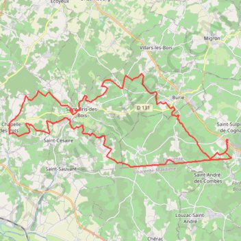 Itinéraire Boucle VTT depuis Saint-Sulpice-de-Cognac, distance, dénivelé, altitude, carte, profil, trace GPS